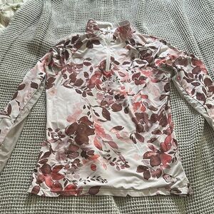 Kastel Denmark Equestrian Floral Long Sleeve Top with Half-Zip